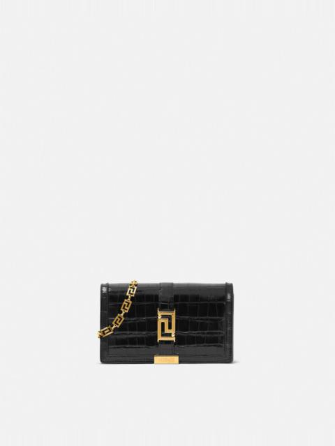 Croc-Effect Greca Goddess Mini Bag