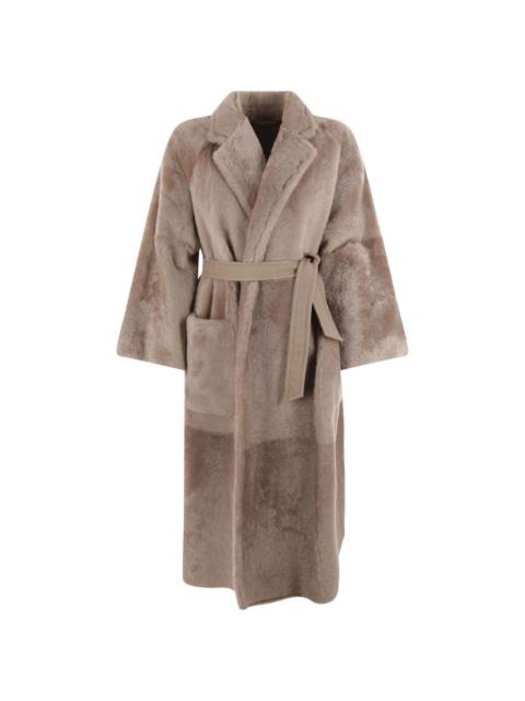 belted shearling coat