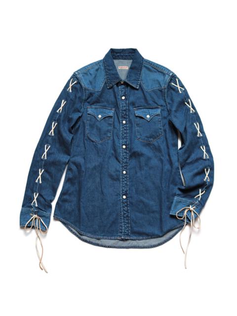 8oz DENIM LACE-UP WESTERN SHIRT LADIES - INDIGO