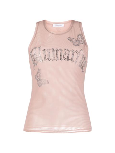 logo-embellishment mesh tank top