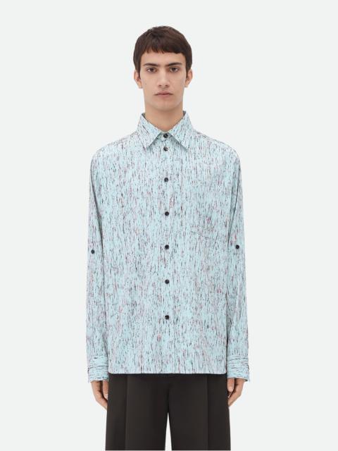 Bottega Veneta Textured Viscose Stripe Shirt With "BV" Embroidery