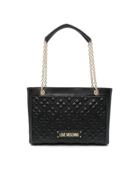 Moschino logo-lettering quilted tote bag
