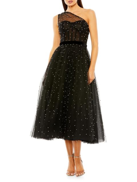 MAC DUGGAL Women's Embellished Tulle One-Shoulder Midi-Ballgown - Black