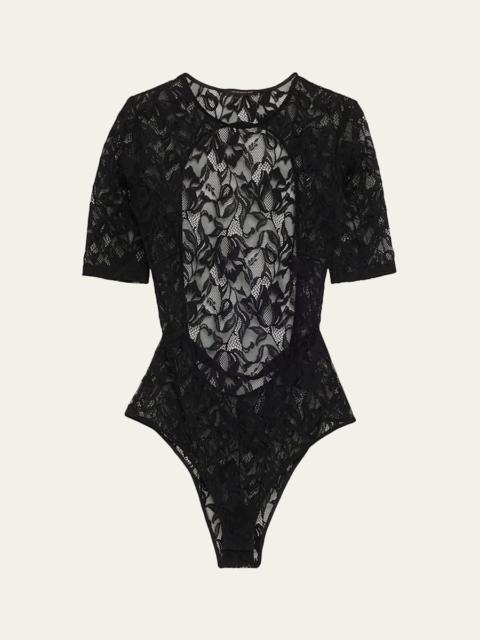 KIKI DE MONTPARNASSE Sophie Open-Back Stretch Lace Bodysuit