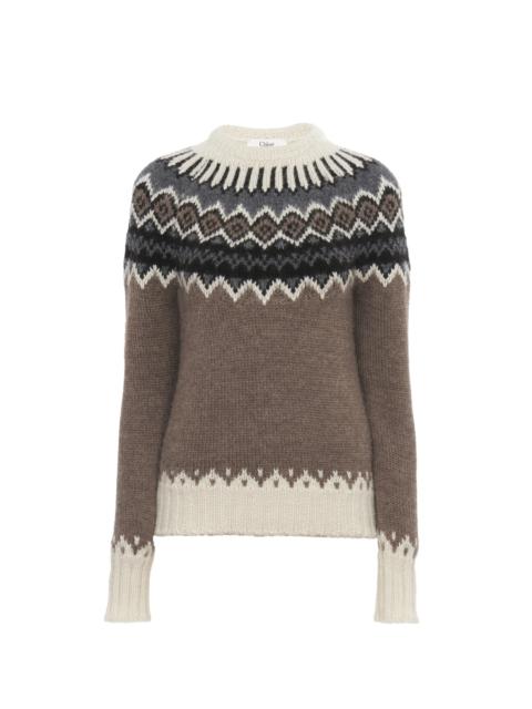 MOCK-NECK FITTED SWEATER IN FAIR ISLE WOOL KNIT