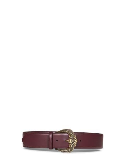 Etro Burgundy leather belt with Paisley buckle
