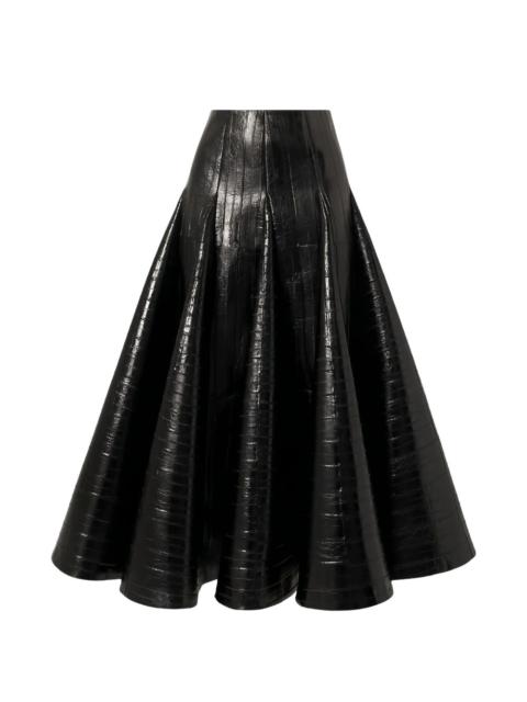 Valentino crocodile-effect A-line skirt