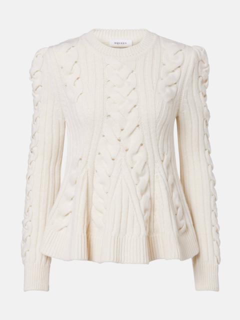 Alexander McQueen Cable-knit wool and cashmere sweater