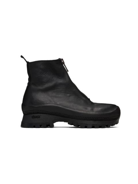 Guidi Black VS01 Leather Front Zip Ankle Boots