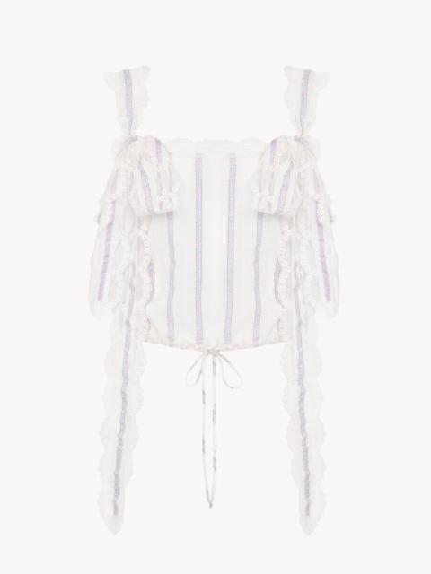 Chloé CROPPED TOP IN SILK LUREX JACQUARD & LACE