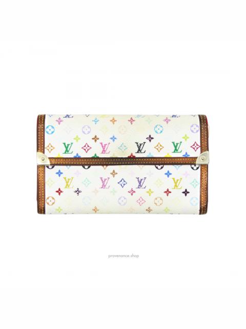 Takashi Murakami x Louis Vuitton White Monogram Multicolore International  Wallet