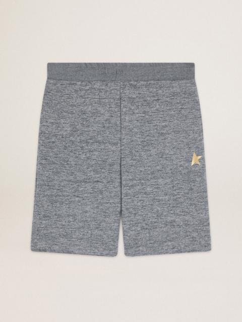 Golden Goose Men’s melange gray Bermuda shorts with gold star