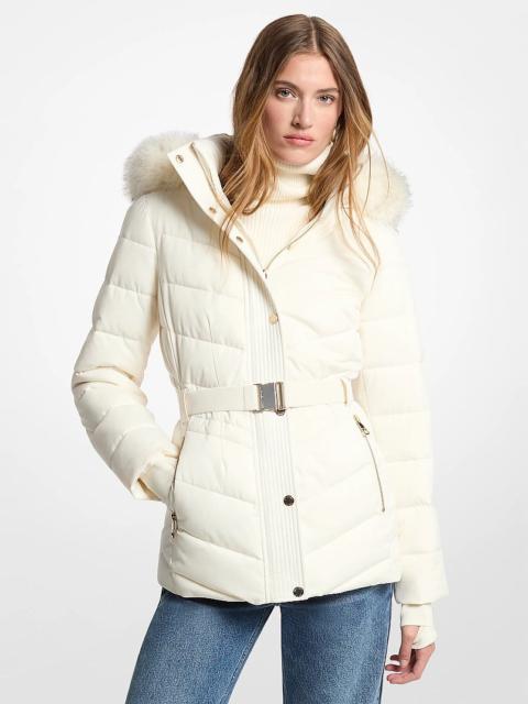 MICHAEL KORS Faux Fur Trim Packable Quilted Puffer Jacket