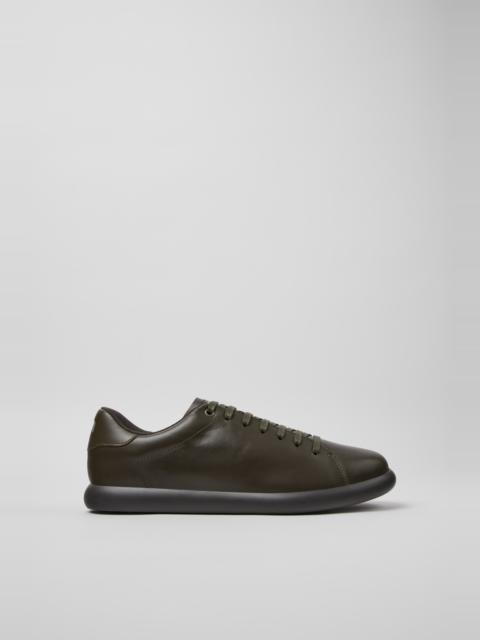 CAMPER Pelotas Soller Green Leather Sneakers for Men.