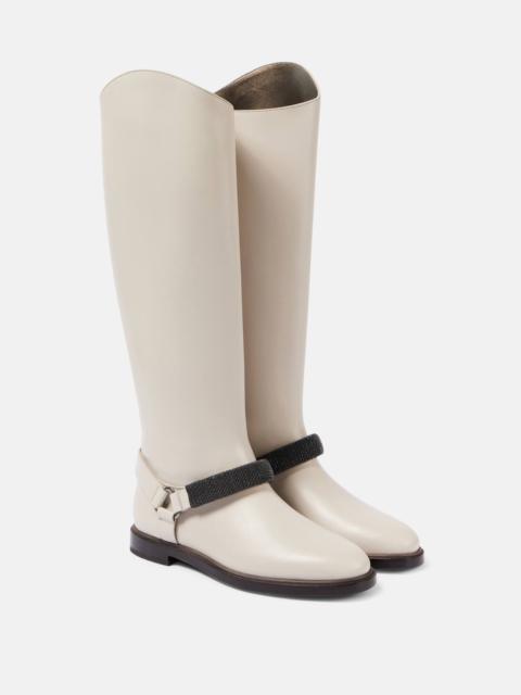 Brunello Cucinelli Monili leather knee-length boots