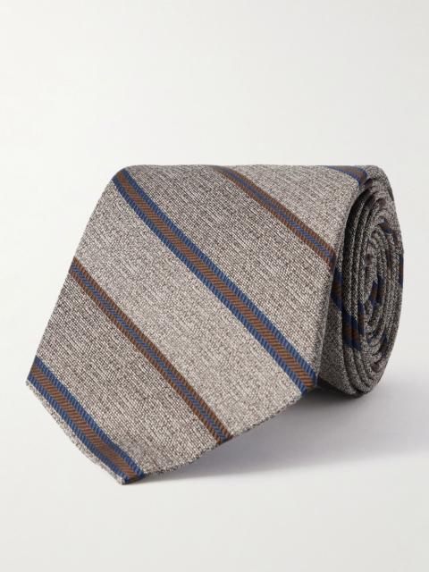 Loro Piana Yale 8cm Striped Silk-Jacquard Tie Beige