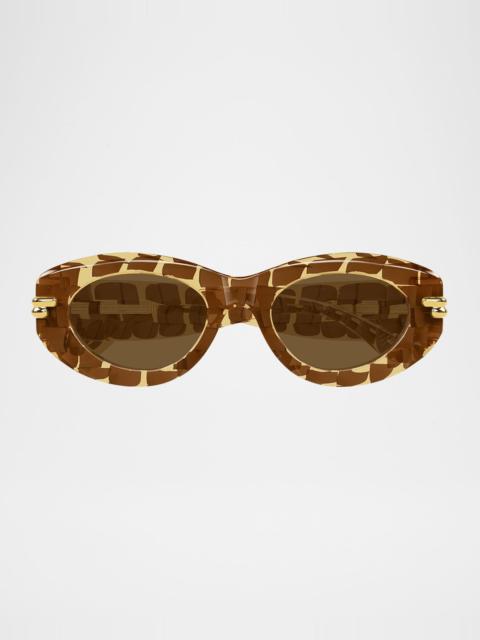 Bottega Veneta Ribbon Oval Acetate Sunglasses