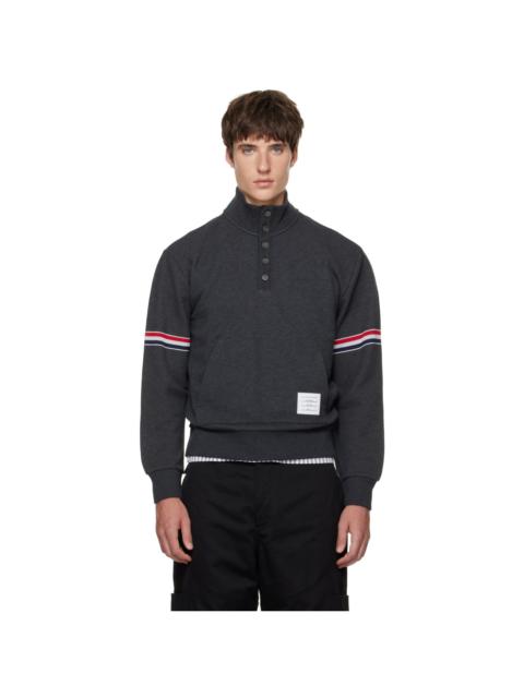 Thom Browne Gray Funnel Neck RWB Pique Loopback Sweatshirt