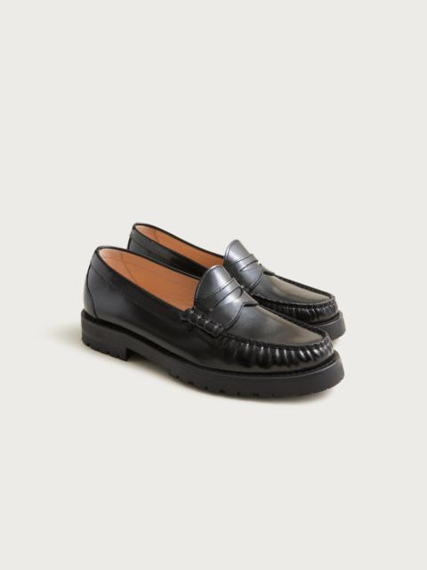 J.CREW New Winona lug-sole penny loafers in Italian spazzolato leather