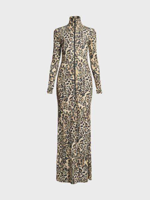 Blaize Leopard Turtleneck Maxi Dress