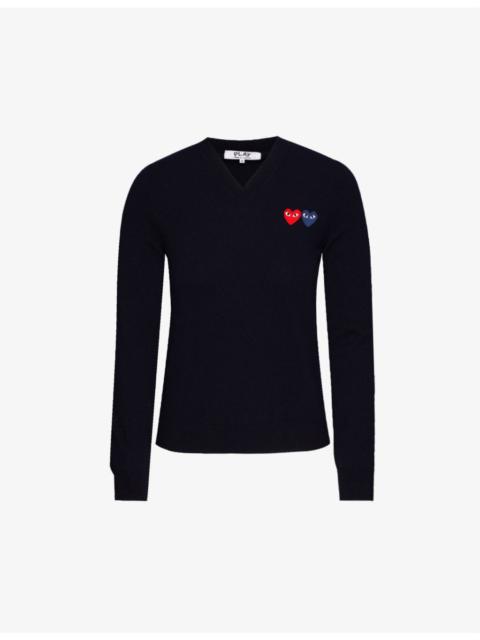 Comme des Garçons PLAY Branded V-neck wool jumper
