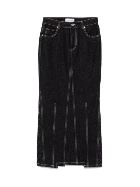 Marine Serre Moon denim long skirt