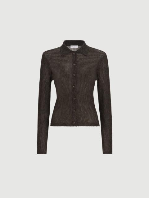 Brunello Cucinelli Sparkling silk, alpaca and wool rib knit cardigan