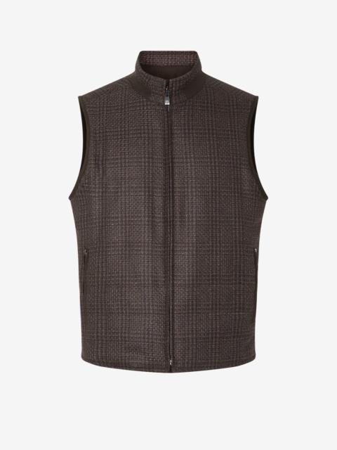 CORNELIANI Brown reversible pure wool gilet