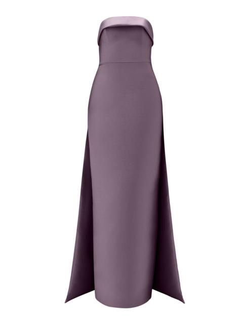 AMSALE Strapless Column Gown with Overskirt