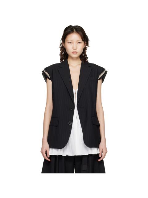 sacai Black Chalk Stripe Vest
