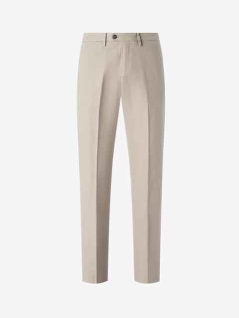 CORNELIANI Garment-dyed light brown canvas chino trousers