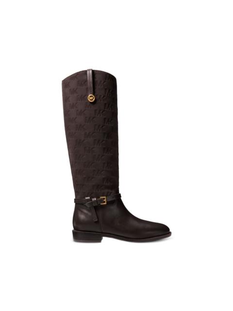 MICHAEL KORS Beverly quited suede and leather riding boots