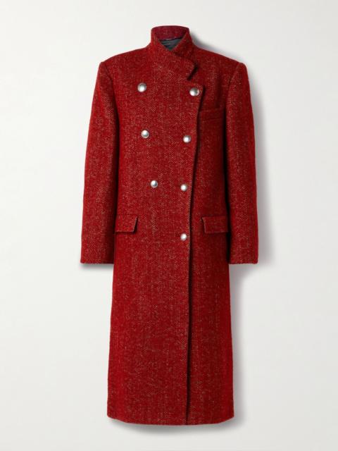 Isabel Marant Giusa double-breasted herringbone-twill coat Red