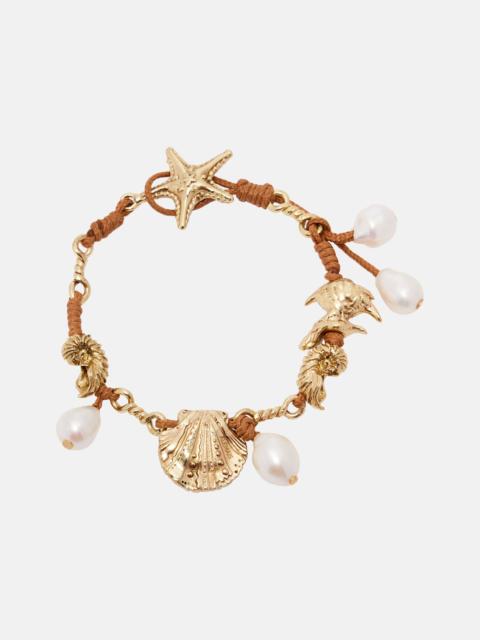 ALÉMAIS Faux pearl embellished charm bracelet