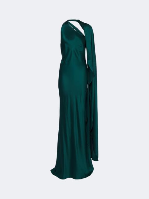 THE SEI Caped one-shoulder silk satin gown