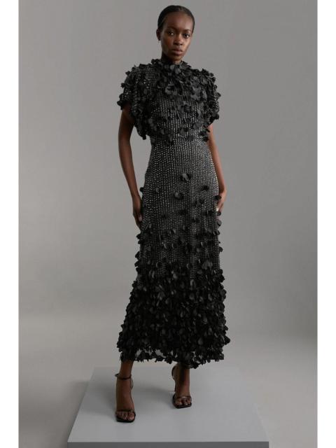 KAREN MILLEN Tall Crystal Applique Angel Sleeve Woven Maxi Dress