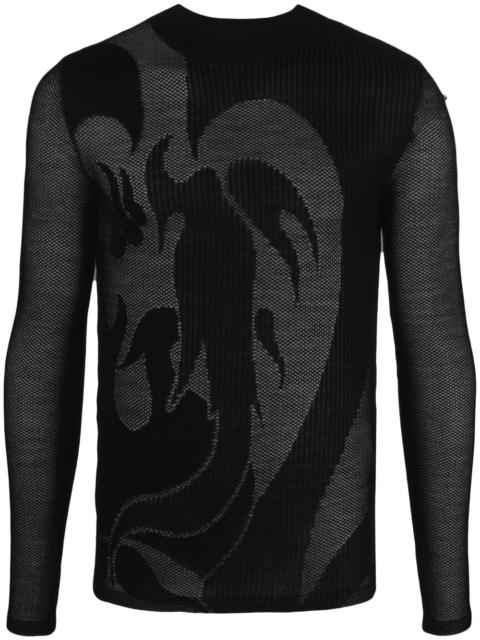 FENG CHEN WANG Phoenix sheer jacquard-knit jumper