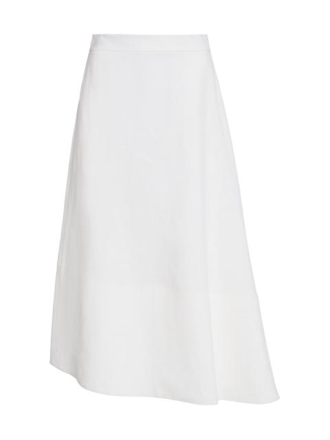 Jil Sander Asymmetric Linen Midi Skirt white
