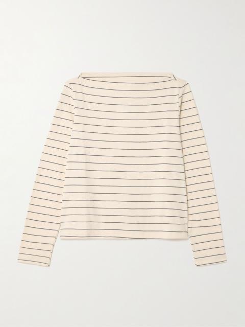 LESET Margo striped cotton-jersey T-shirt Cream
