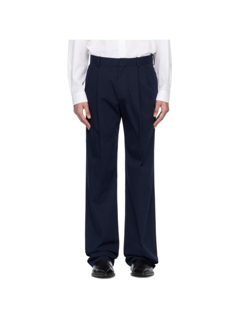 Balmain Navy Cotton Twill Darted Trousers