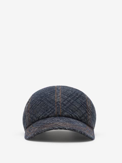 Burberry Check Denim Baseball Cap