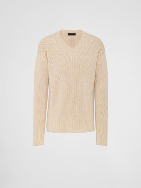 Cashmere and linen V-neck sweater