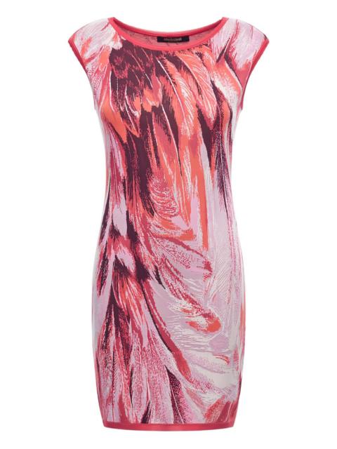 Roberto Cavalli feather-print knit mini dress