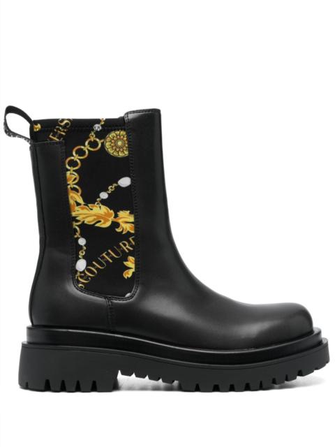 VERSACE JEANS COUTURE Baroque-print ankle boots
