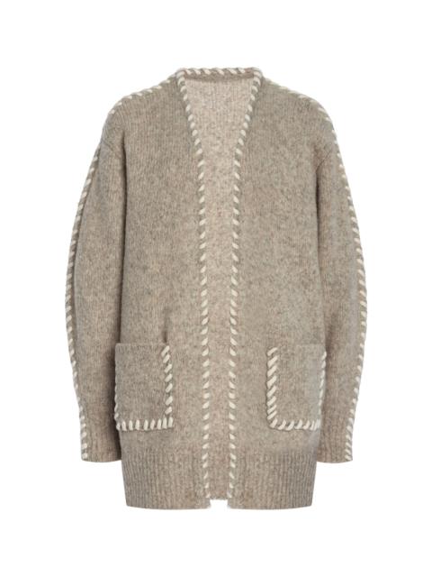 AISLING CAMPS Whip-Stitched Wool-Blend Knit Cardigan grey