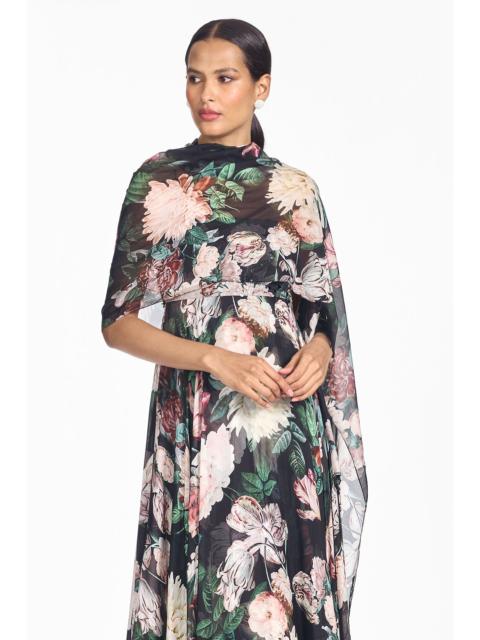 SACHIN & BABI EMBELLISHED EMMY SCARF - ONYX & BLUSH BLOOMS