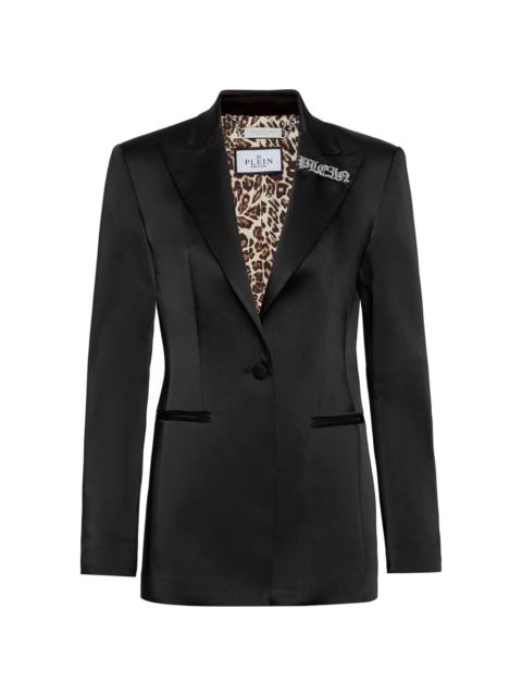 satin-weave single-breasted blazer