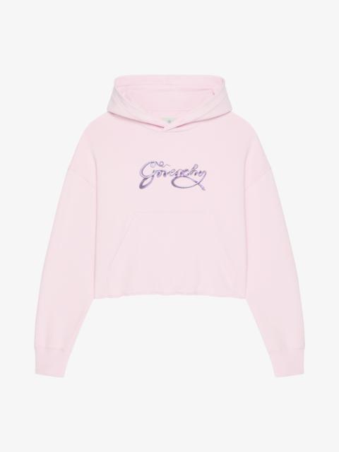 Givenchy CROPPED HOODIE IN FLEECE WITH GIVENCHY SNAKE PRINT