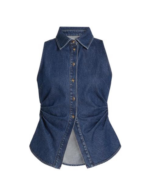 TANYA TAYLOR Women's Hanelle Sleeveless Denim Top - Classic Indigo Blue