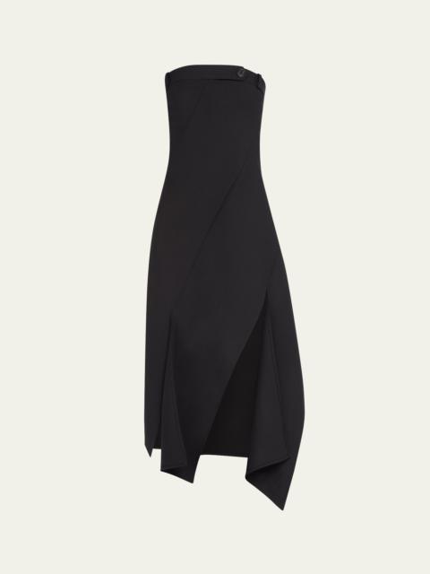 Monse Twisted Suiting Strapless Handkerchief Wool Midi Dress